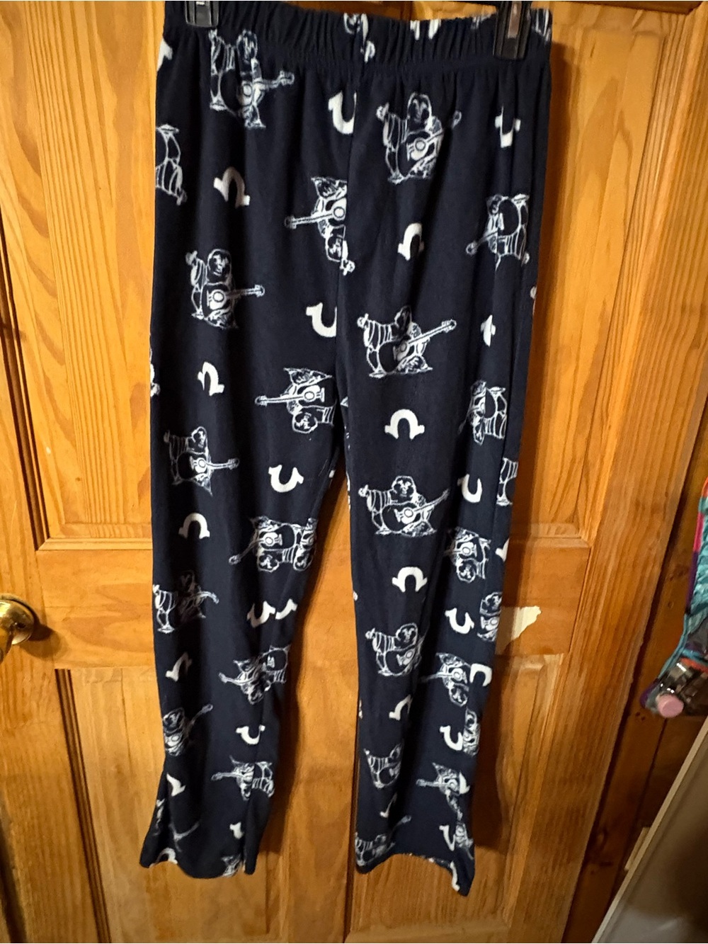 Kids Navy Blue Printed Pajama Pants